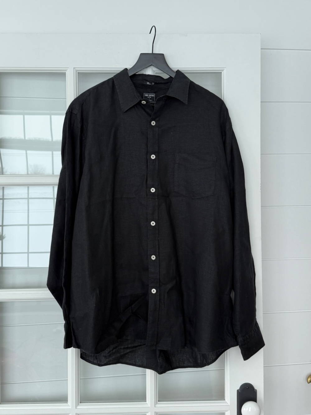Todd Snyder Black 100% Linen Casual Button-Down Shirt